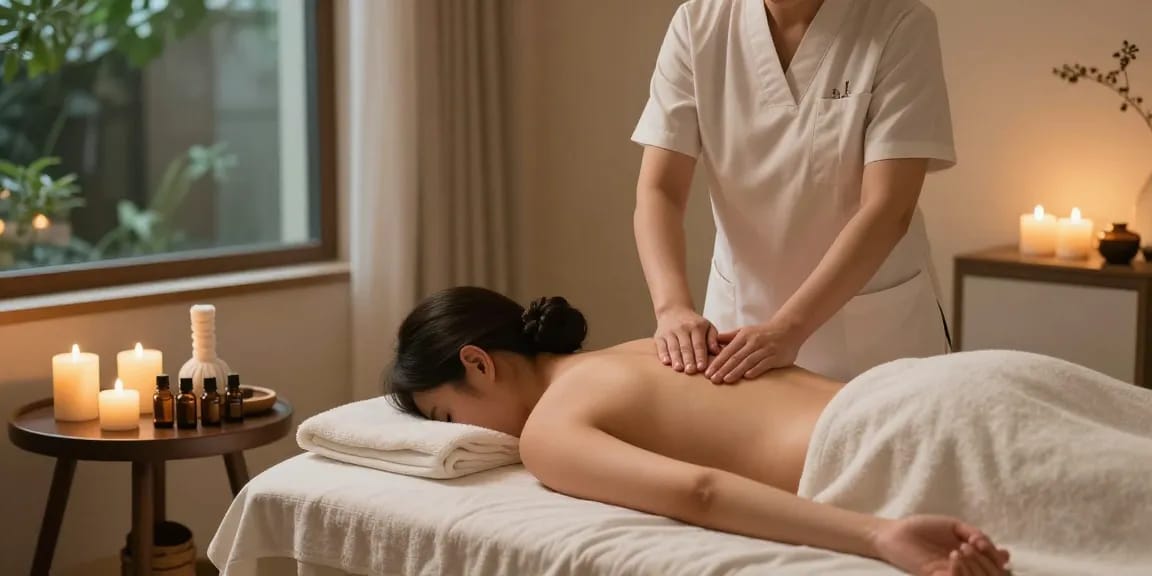 Relaxation massage therapy scene highlighting 경기광주출장마사지 services in a calming environment.