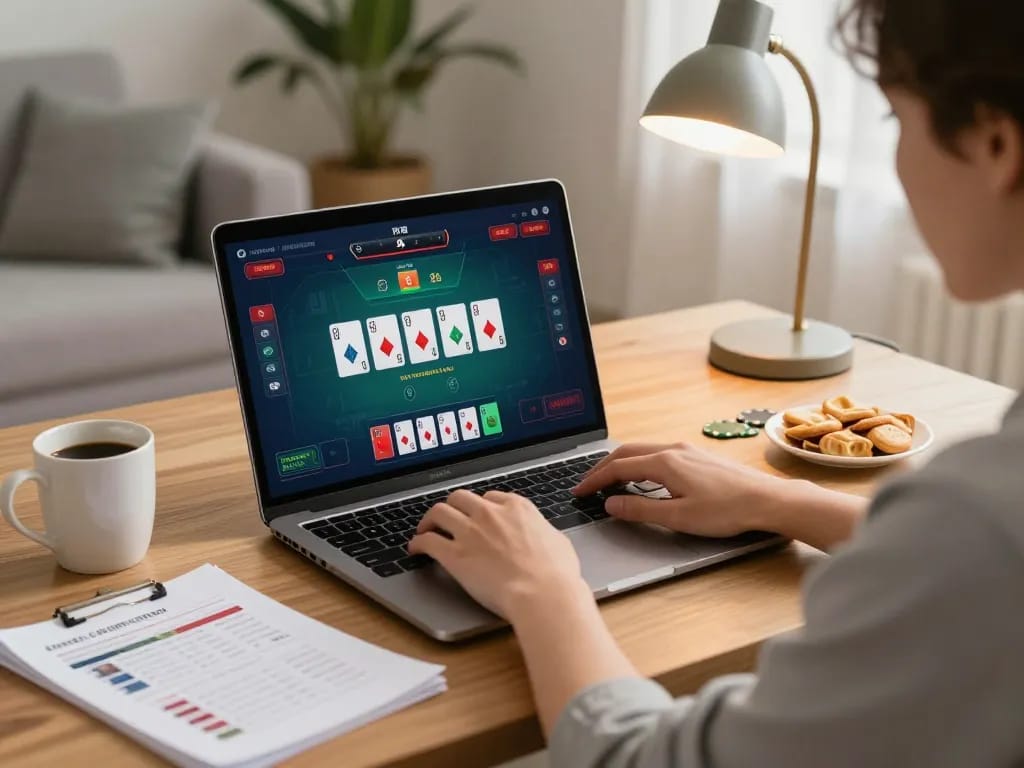 CWIN offers exciting online gambling experience as player interacts with poker interface.